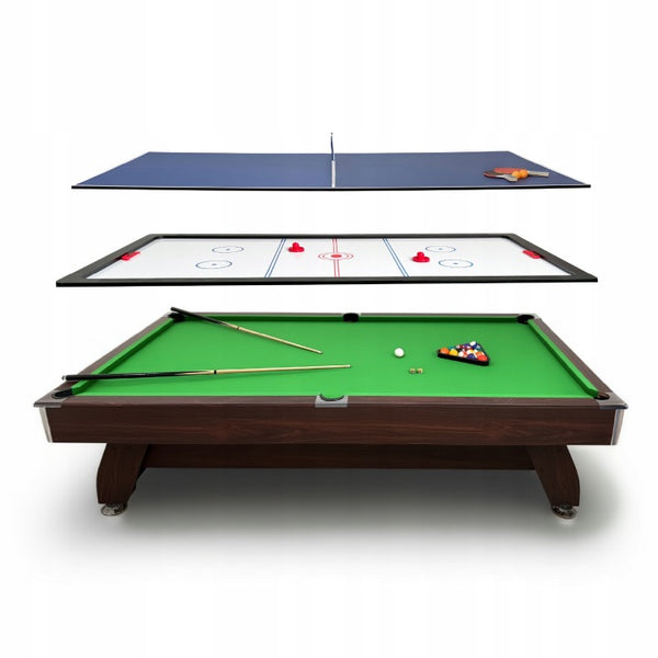 Mesa de billar 7 ft con air hockey, ping-pong y accesorios